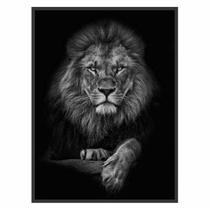 Quadro Decorativo Leão Preto e Branco 90x60 para Sala Quarto Quadro Decorativo Leão Preto e Branco 90x60 para Sala Quarto
