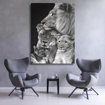 Quadro Decorativo Leao Protetor Familia Filhos Tela Grande 60x90 Canvas