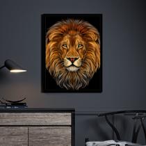 Quadro Decorativo Leão Realista Moldura Preta Quadro Decorativo Leão Realista Moldura Preta
