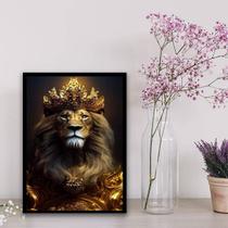 Quadro Decorativo Leão Rei 24x18cm - com vidro Quadro Decorativo Leão Rei 24x18cm - com vidro