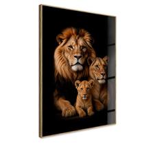 Quadro Decorativo Leão Rei Da Selva Família Leões Decoração Quarto Escritório com Moldura
