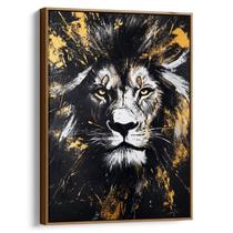 Quadro decorativo Leão Soberano das Chamas Douradas - Art Canvas