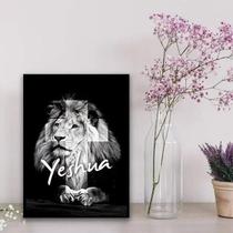 Quadro decorativo leão yeshua 33x24cm - Moldura branca - Quadros On-Line