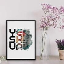 Quadro Decorativo Leão Yeshua Colorido 45x34cm - Vidro