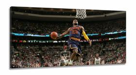 Quadro Decorativo Lebron James Enterrando Nba em tecido canvas 130x60