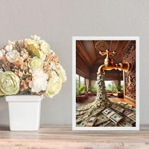 Quadro Decorativo Lei Da Atração - Torneira De Dinheiro 24x18cm
