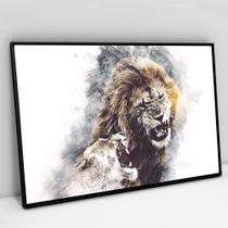 Quadro Decorativo Leões Selvagens em tela Canvas