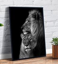 Quadro Decorativo Leões Tumblr Animais Fundo Preto