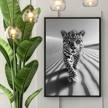 Quadro Decorativo Leopardo Preto E Branco 33X24Cm - Vidro