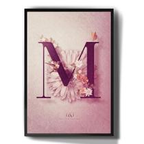 Quadro Decorativo Letra M Floral Letra Inicial Nome