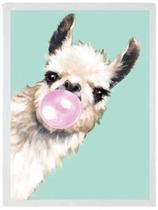 Quadro Decorativo Lhama Bubble Gum 33X24 C/Vidro - Preta