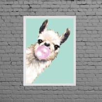 Quadro Decorativo lhama Bubble Gum 45x34cm - com vidro