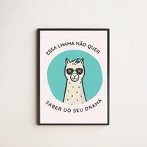 Quadro Decorativo Lhama Drama 45x34cm - com vidro