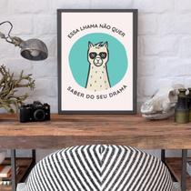 Quadro Decorativo Lhama Drama Moldura Preta 24X18Cm