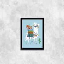 Quadro Decorativo Lhamas com Malas 24x18cm - com vidro