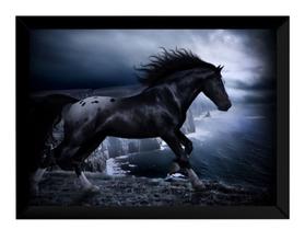 Quadro Decorativo Lindo Cavalo Negro Equino