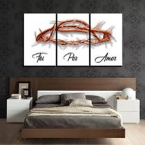 Quadro Decorativo - Lindo Mosaico 3 Peças Foi Por Amor Fé04b