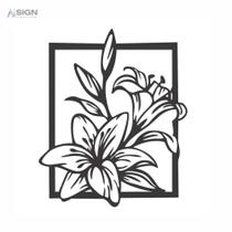 Quadro Decorativo Lírios 3D MDF Preto Quadro Decorativo Lírios 3D MDF Preto