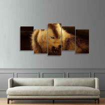 Quadro decorativo Lobo Artístico Para Sala Hall 125x60 - Quadros Descolados