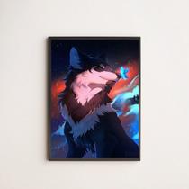 Quadro Decorativo Lobo Com Borboleta 24x18cm