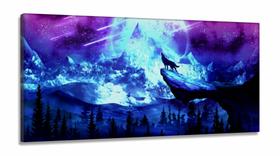 Quadro Decorativo Lobo Da Noite em Tecido Canvas Quadro Decorativo Lobo Da Noite em Tecido Canvas