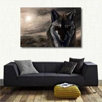 Quadro Decorativo Lobo - Paisagem - Artístico Tela Em Tecido - Loja Wall Frame