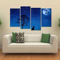 Quadro Decorativo Lobo Uivando Mosaico Em Tecido 4 Peças 1Re Quadro Decorativo Lobo Uivando Mosaico Em Tecido 4 Peças 1Re