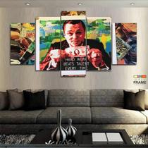 Quadro Decorativo Lobo Wall Street Dólar 5 peças 130 x 63