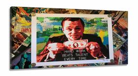 Quadro Decorativo Lobo Wall Street Dólar em Tecido Canvas 130x60