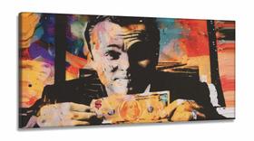 Quadro Decorativo Lobo Wall Street em Tecido Canvas 130x60