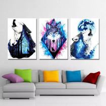 Quadro Decorativo Lobos 3 Peças