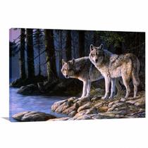 Quadro decorativo Lobos Paisagem - Artístico - Tela em Tecido Quadro decorativo Lobos Paisagem - Artístico - Tela em Tecido