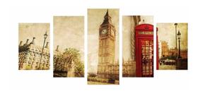 Quadro Decorativo Londres Big Ben 5 Peças 115x60