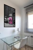 Quadro Decorativo Londres Bonde Rosa - 70X50Cm