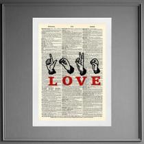 Quadro Decorativo Love Em Libras 33X24Cm - Com Vidro