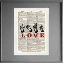Quadro Decorativo Love Em Libras 45x34cm Quadro Decorativo Love Em Libras 45x34cm