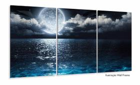 Quadro Decorativo Lua Cheia Mar Noite 120x60 Sala Quarto