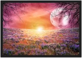 Quadro Decorativo Lua Flores Pétalas Paisagem Natureza Decorações Com Moldura