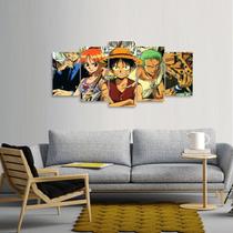 Quadro decorativo Luffy One Piece Mosaico 5 Peças 125x60