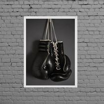 Quadro Decorativo Luva De Boxe Preta 24x18cm - com vidro