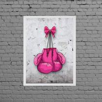 Quadro Decorativo Luva De Boxe Rosa 45x34cm - com vidro Quadro Decorativo Luva De Boxe Rosa 45x34cm - com vidro