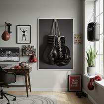 Quadro Decorativo Luvas Pretas De Boxe-70x50cm Mold Preta Quadro Decorativo Luvas Pretas De Boxe-70x50cm Mold Preta