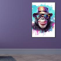Quadro Decorativo Macaco Colored Monkey With Glasses
