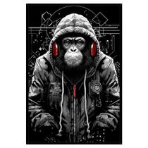 Quadro Decorativo Macaco Estiloso Moldura Cx Alta 40x60 Titulo Moldura Preta