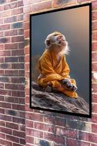 Quadro Decorativo Macaco Meditando - 70X50Cm