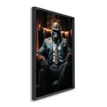 Quadro Decorativo Macaco Modelo Boss Chefe com 1 Tela de Parede 50x75cm ou 60x90cm para Sala Quarto Escritório