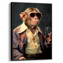 Quadro decorativo Macaco Sommelier