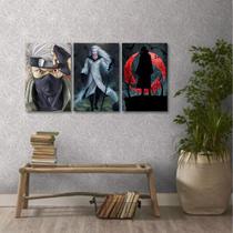 Quadro Decorativo Madara Kakashi Itachi Tecido Kit 3 Peças 1