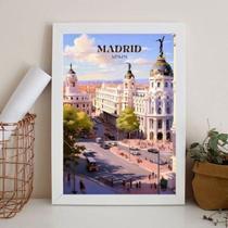 Quadro Decorativo Madrid - Espanha 33X24Cm - Com Vidro