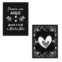 Quadro Decorativo Mãe Anjo Com Vidro 24X18Cm 2 Peças